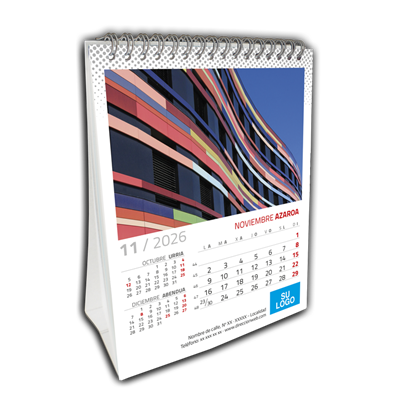 Bilingüe - Calendario vertical con peana