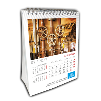 Bilingüe - Calendario vertical con peana