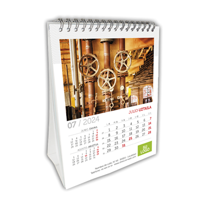Bilingüe - Calendario vertical con peana