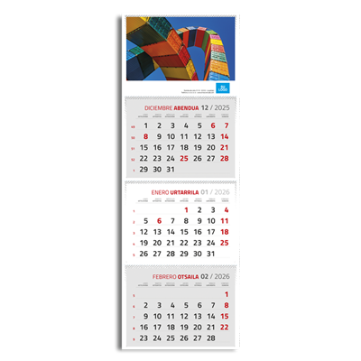Calendario pared trimestral